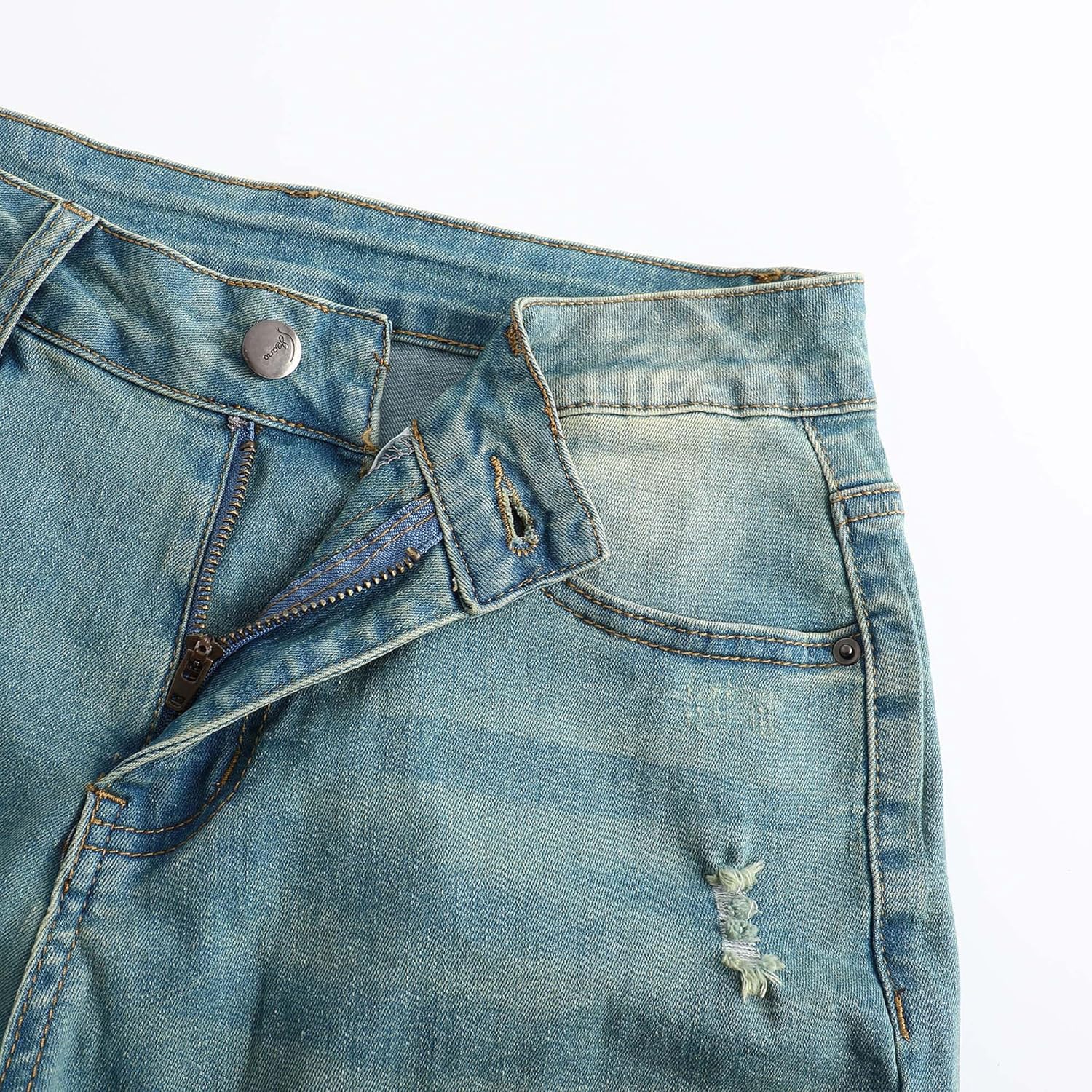 THUNDER STAR Womens Stretchy Mid Rise Flare Jeans Distressed Denim Bell Bottom Pants - Image 4