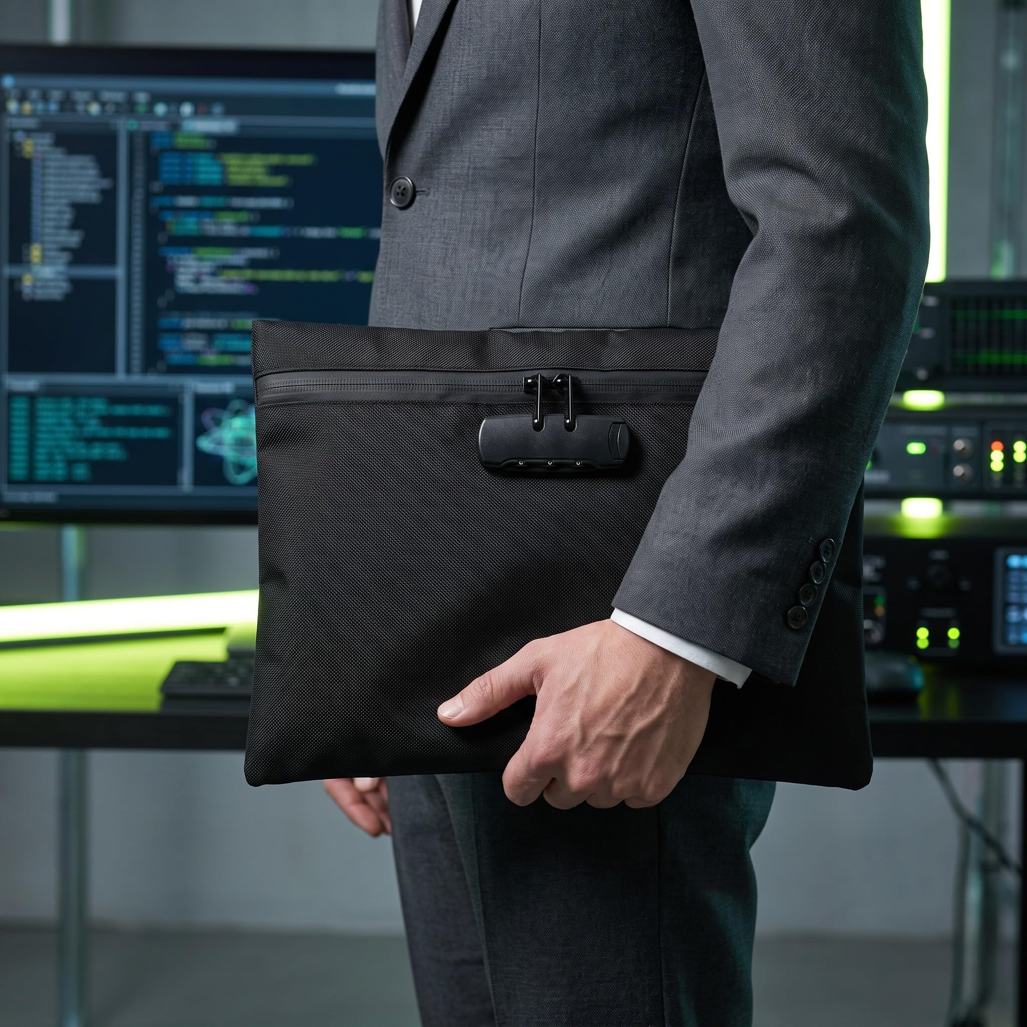 UKCOCO 2 pezzi Borsa da notaio con lucchetto, tasche porta contanti,