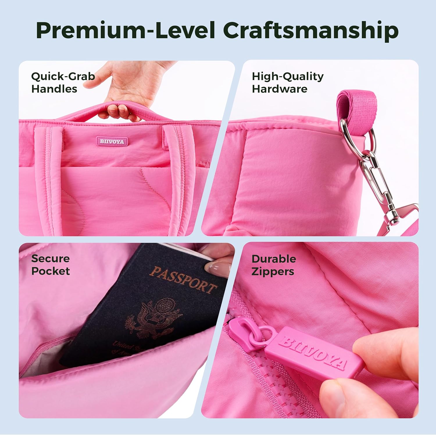 Puffer Tote Bag for Women, Crossbody 15.6" Laptop Work Bag, Quilted Travel Gym Purse with Luggage Sleeve & Wet Pocket | Ultra-Loft Tech, Cushioned Soft Base, Wet/Dry Isolation, Sprint-Ready Handle, Featherlight 1.3lbs