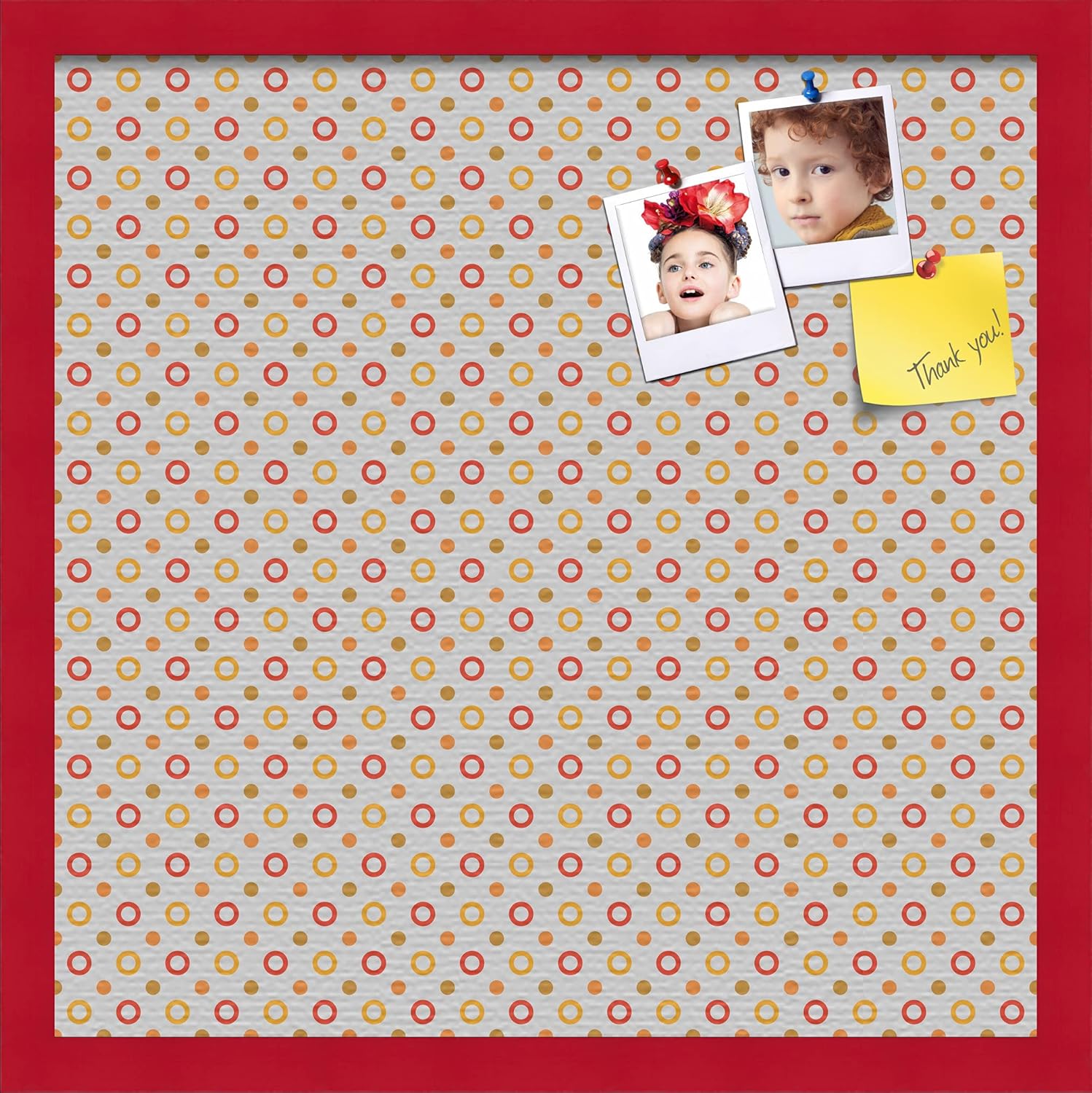 PinPix Decorative pin Cork Bulletin Board Made from Canvas, Dot Pattern Printed at 30x20 Inches and Framed in Baby Pink Stain on Beech (PinPix-340)