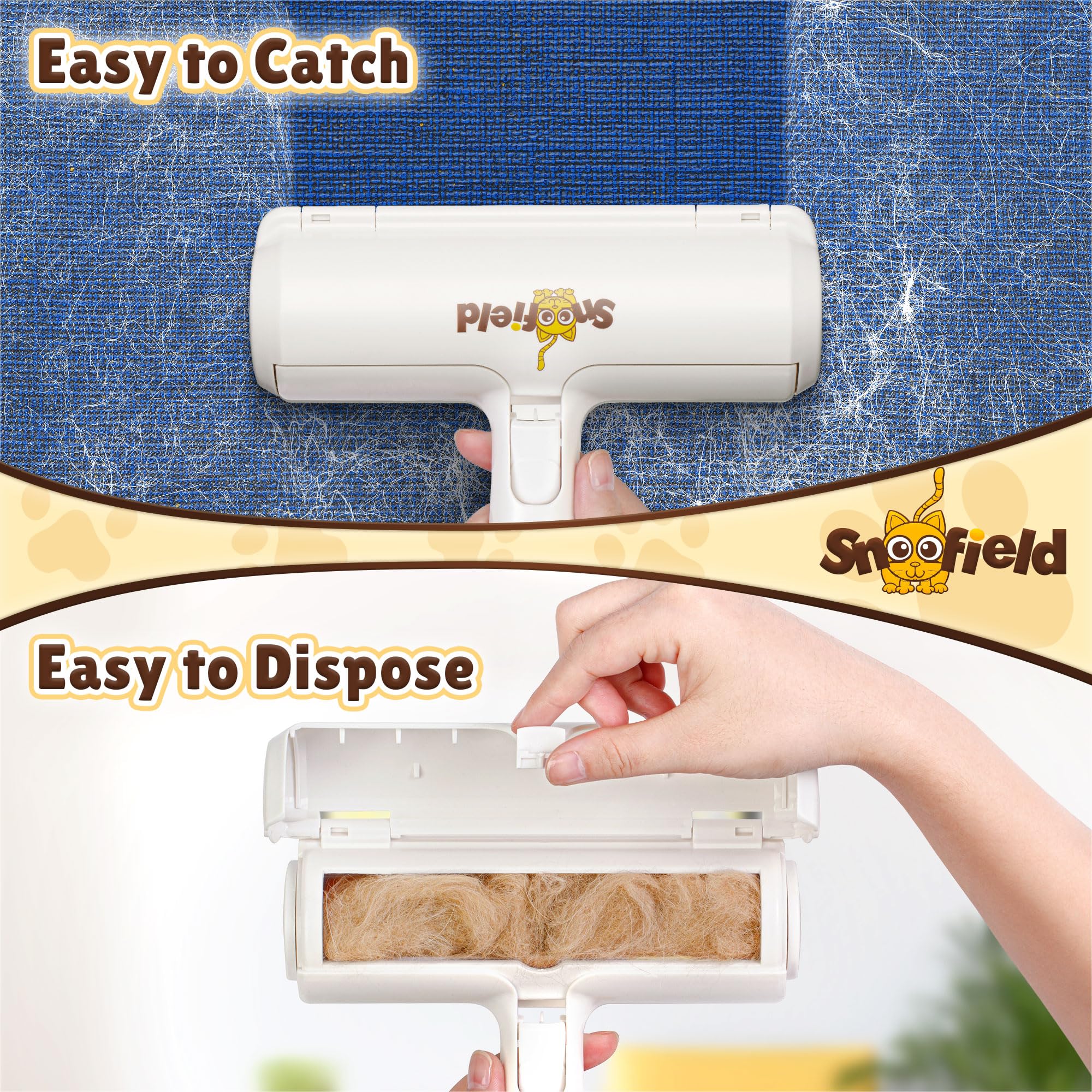 Pet Hair Remover, Reusable Lint Roller for Dog & Cat Hair Removal, Portable Fur Catcher for Furniture, Couch, Carpet, Clothes & Car
