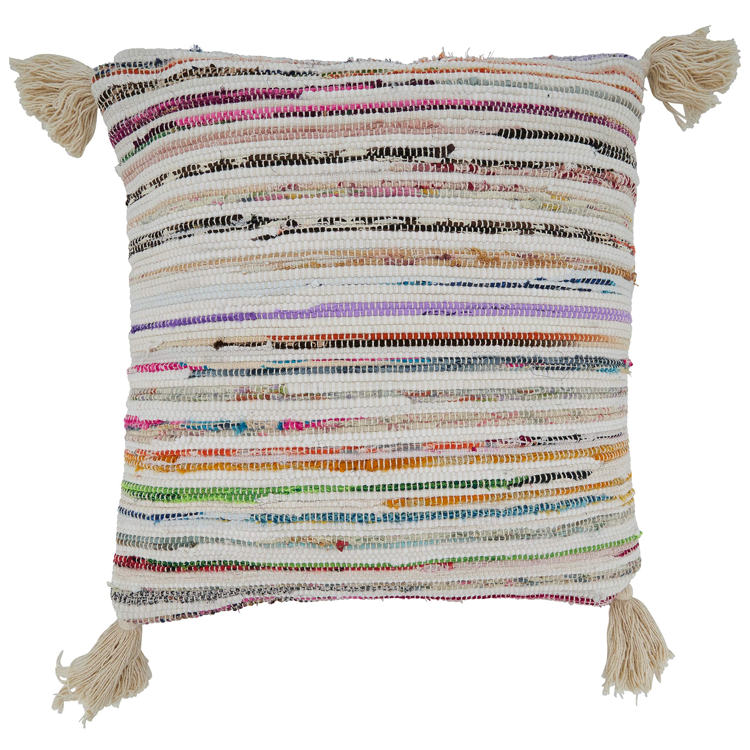 SARO LIFESTYLE Chindi Throw Pillow Cover, Multi, 20"