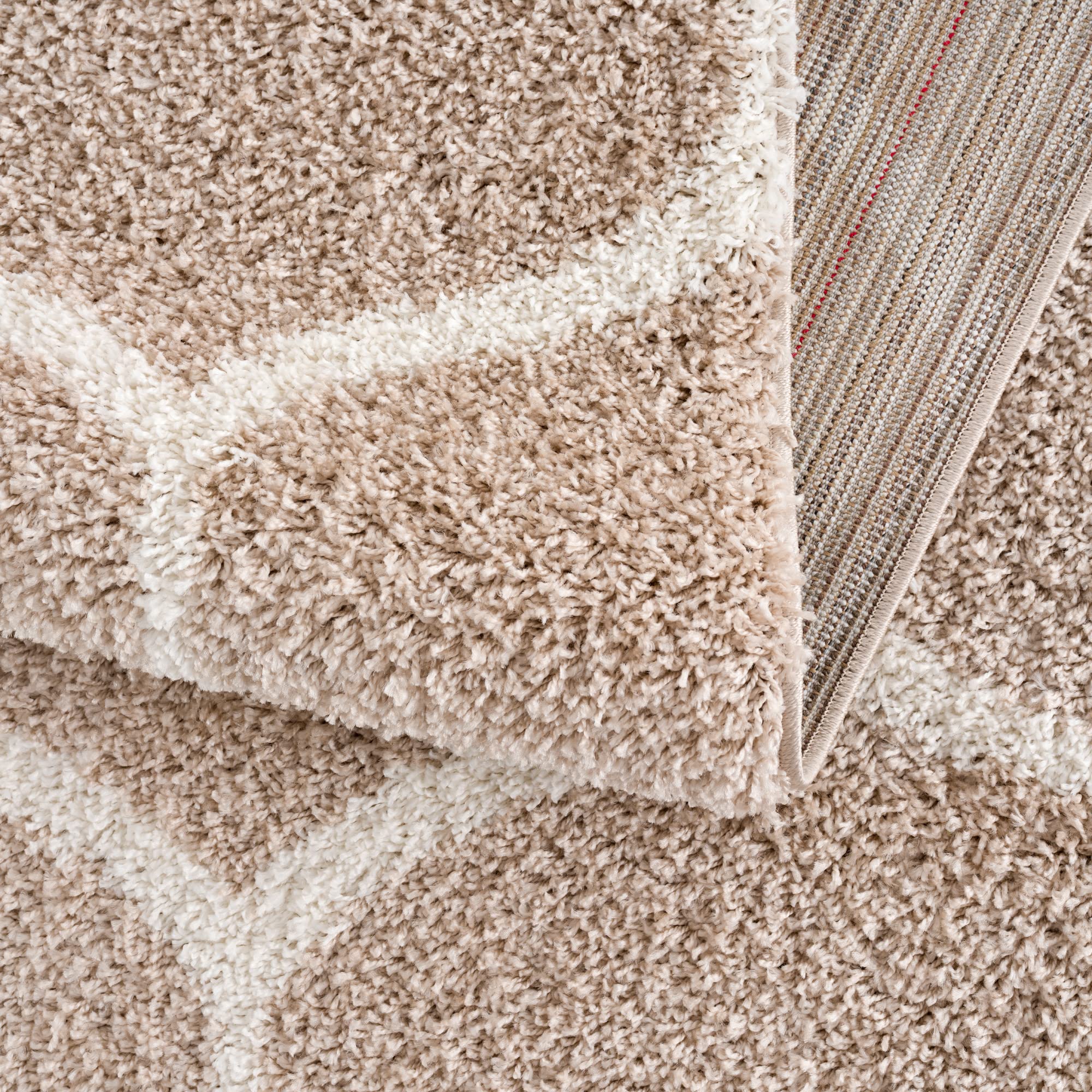 SANAT Madrid Shaggy Tapis à Poils Longs pour Salon, Chambre à Coucher, Cuisine - Beige - Dimensions : 120 x 170 cm