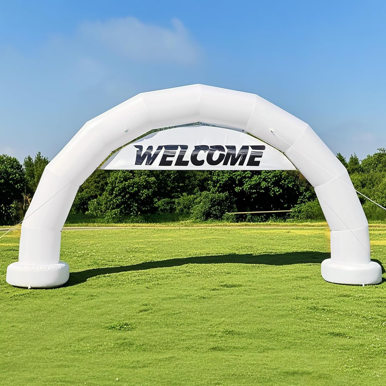 20Ft Half-Circle Inflatable Arch with Built-in Blower - White, Archway Recommended for Races, Marathons, Organized Events, Carnivals, Festivals, Parties