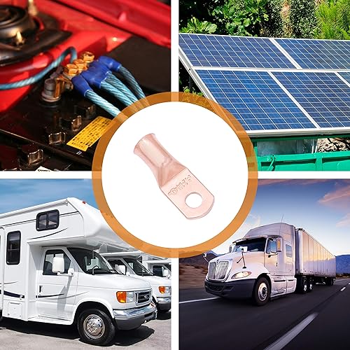 Miniatura 384 de SELTERM - 2 terminales de anillo resistentes para cable de batería, calibre 4 AWG, pernos de 3/8 pulgadas, terminales de calibre 4, ojales de cobre