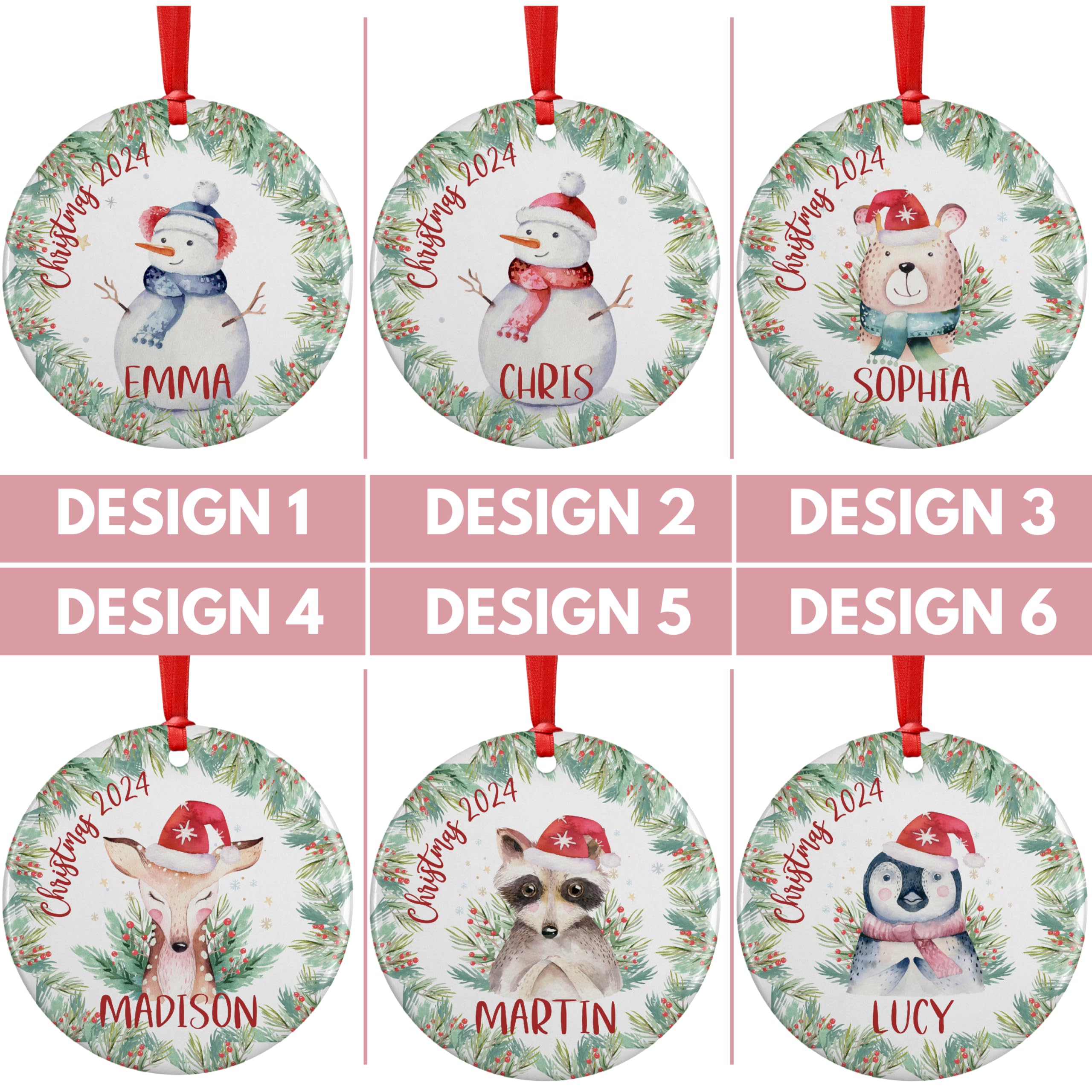 Personalized Kids Christmas Ornament w/Name & Date, 6 Design, Custom 3