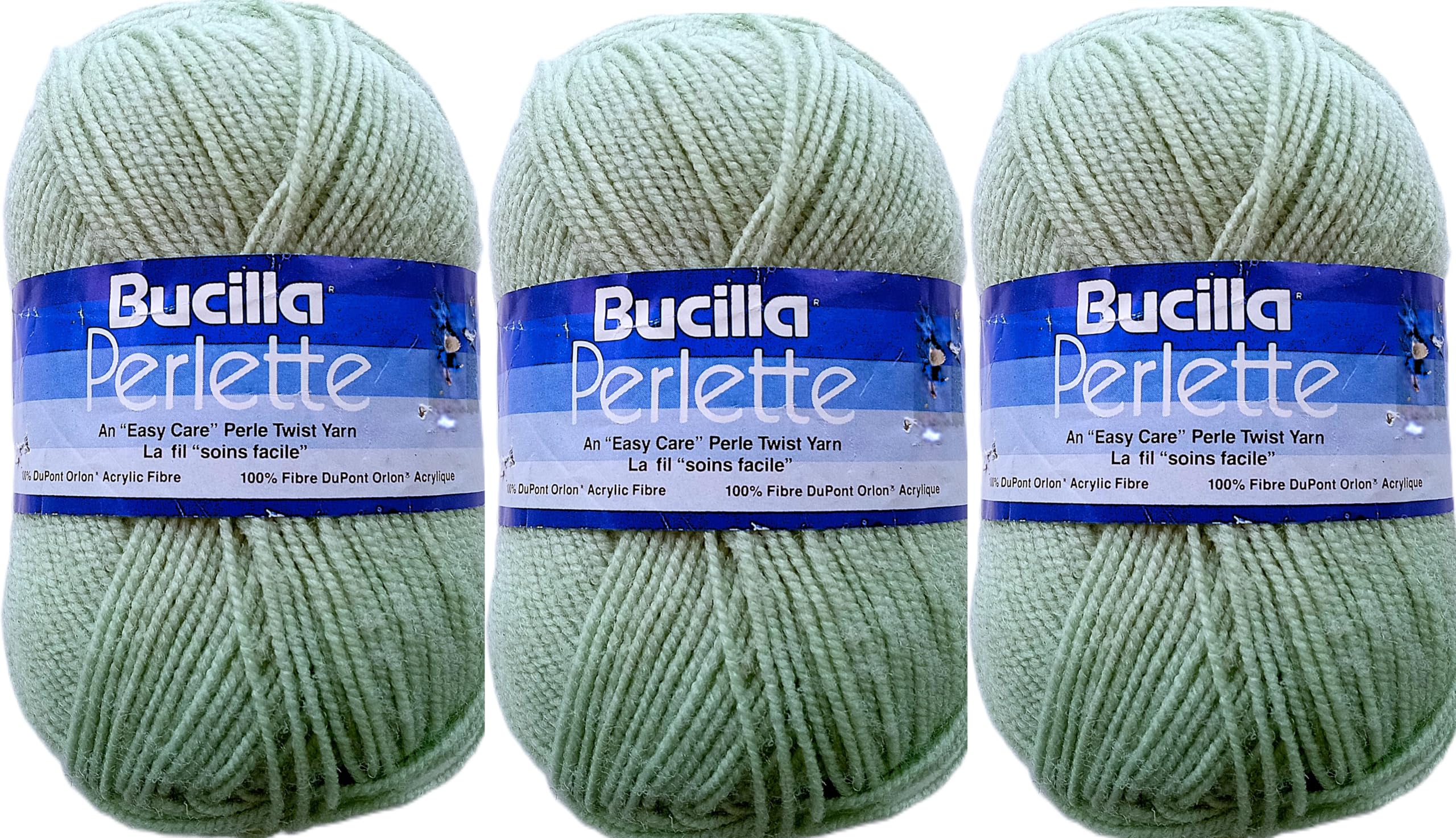 Fil torsadé Bucilla Perlette vert menthe pâle facile d'entretien mercerie