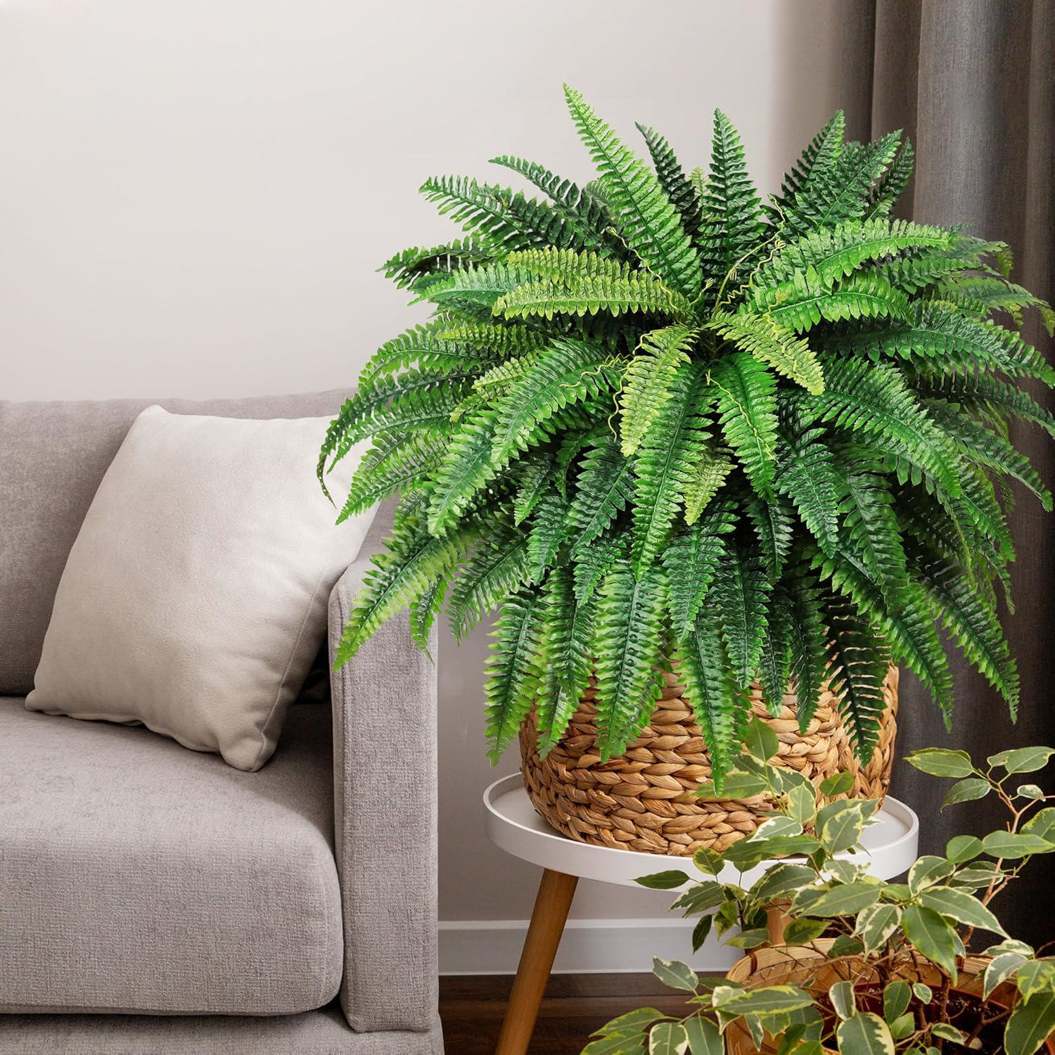 48" Large Artificial Ferns Plants for Outdoors Indoors,UV Resistant 95Branches Faux Boston Fern Bush for Front Porch Decor,Large Hanging Fake Fern Plant Greenery for Entrance Garden Planter Home Decor - Image 6