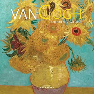 Graphique 2026 Van Gogh Mini Wall Calendar | 7” x 7” | Thick Paper | Home & Office Organizer | Large Monthly Grid | 3 Languages & Marked Holidays | 4 Month Preview Page for 2027
