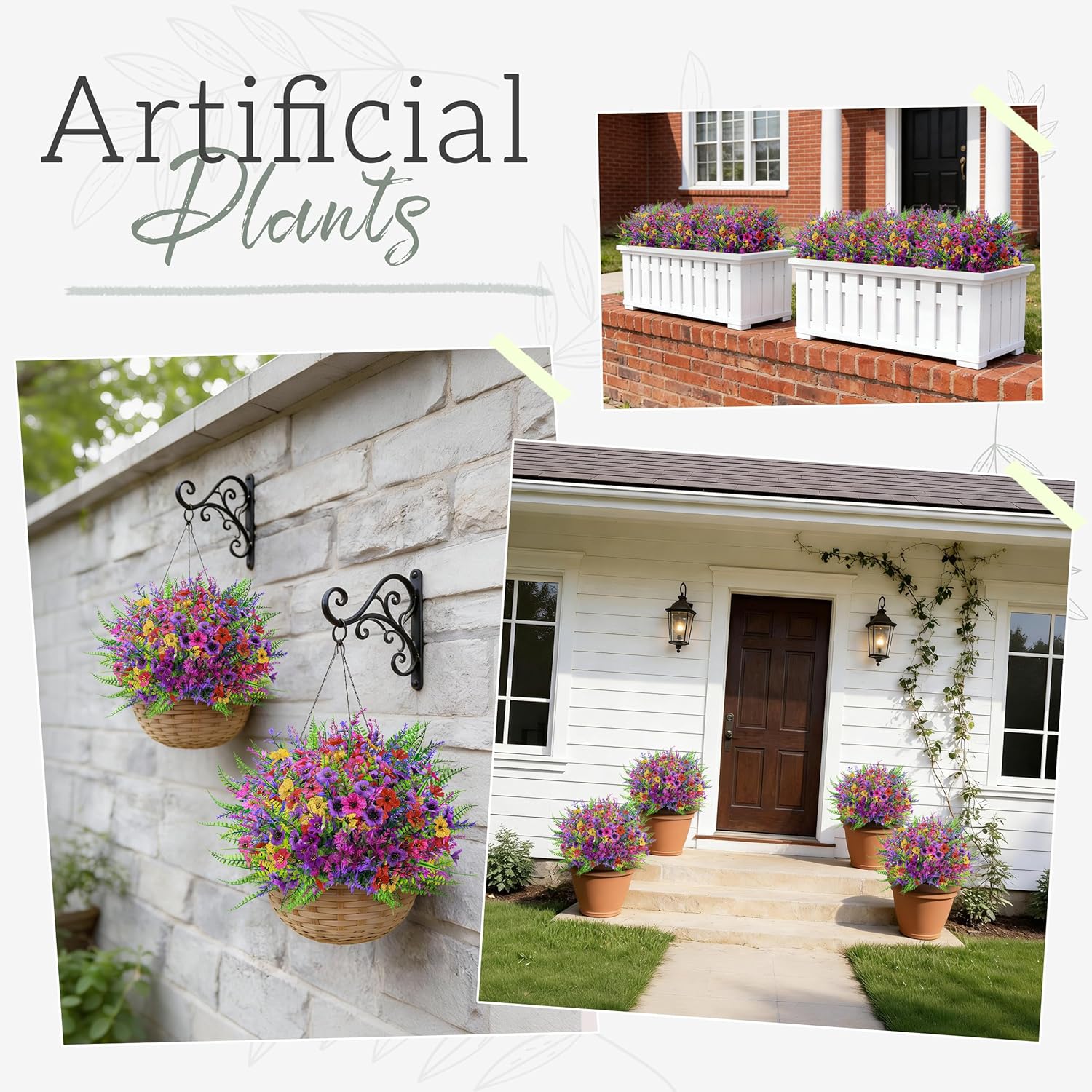 Der Rose 24 Bundles Fake Flowers Spring Artificial Flowers for Outdoors, UV Resistant Silk Flowers for Garden Patio Porch Farmhouse Home Decor (Colourful)