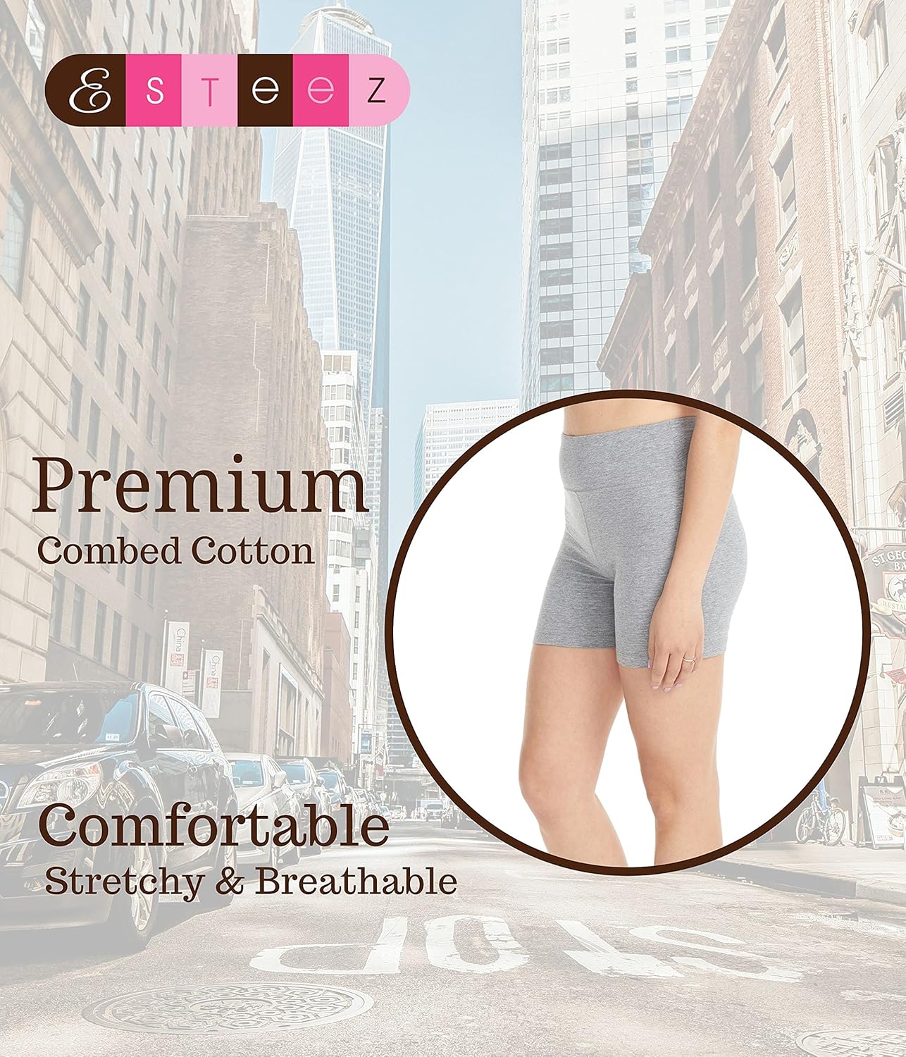 ESTEEZ High Waisted Soft Cotton Spandex Leggings-Shorts for Women - Full Leg - Capri - Biker Shorts - Shorts - Image 4