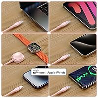 Vista 5 de Cargador de Apple Watch Cable de Carga Múltiple de 6 pies, Puerto USB AM Trenzado de Nailon a Lightning Tipo C, Cable USB C para iWatch, Cargador