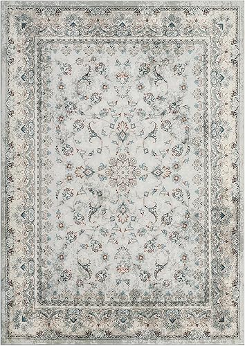 Miniatura 2 de RUGSREAL Alfombra vintage lavable de 5 x 7 pies, estilo bohemio, floral, con borde de cachemira, resistente a las manchas, no desprende pelusa,