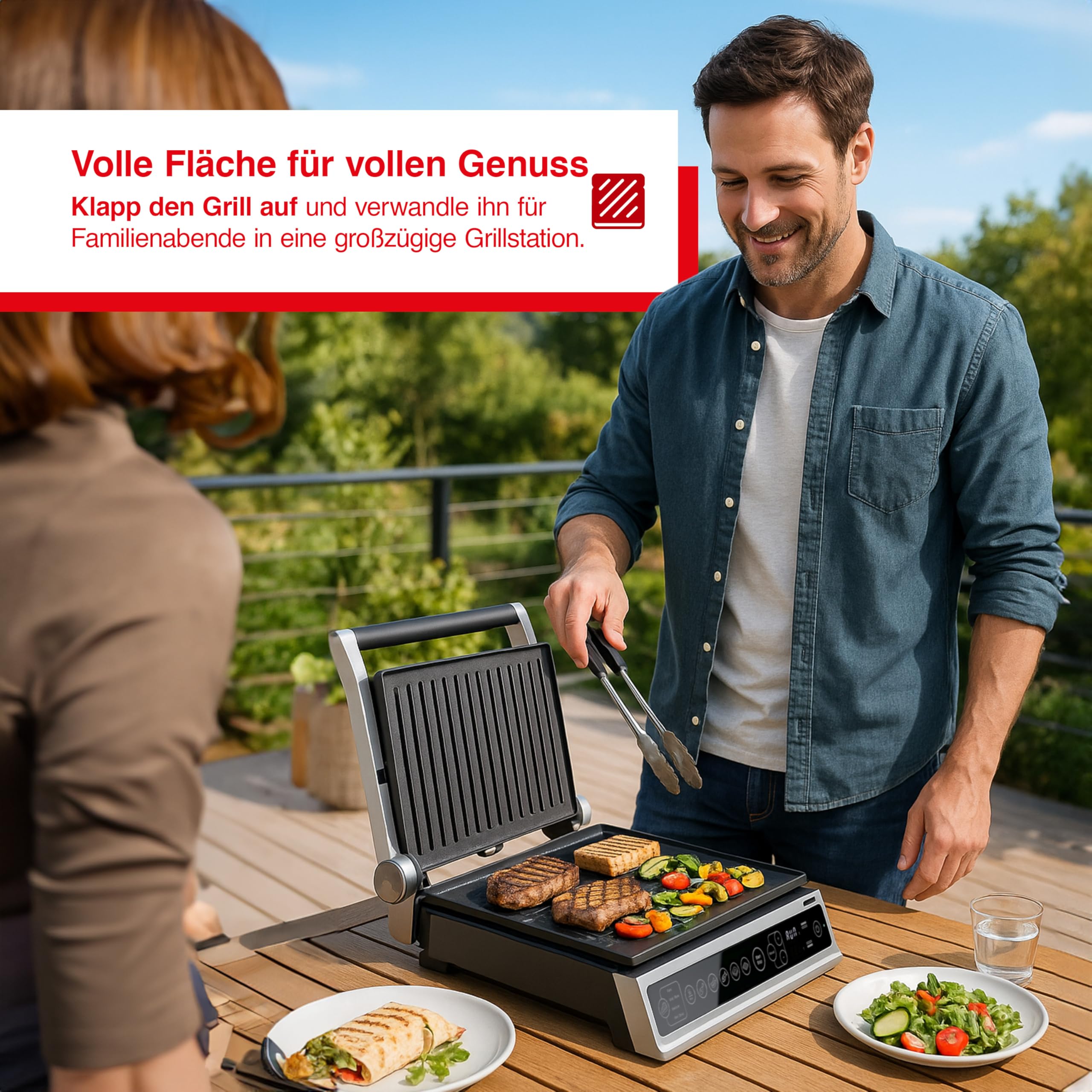 Solis Contact Grill Pro (Typ 7953) Elektrogrill, Edelstahl | 180° aufklappbar, Panini Maker, Sandwich Toaster, antihaftbeschichtet, spülmaschinenfest