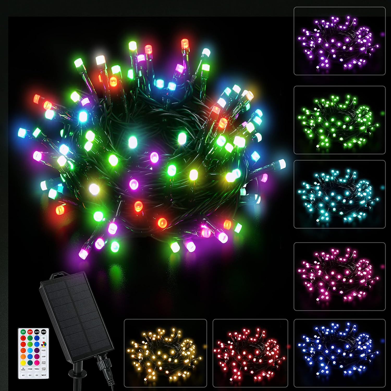 100 LED Colorful Solar String Lights Outdoor Waterproof, 33Ft 18 Color