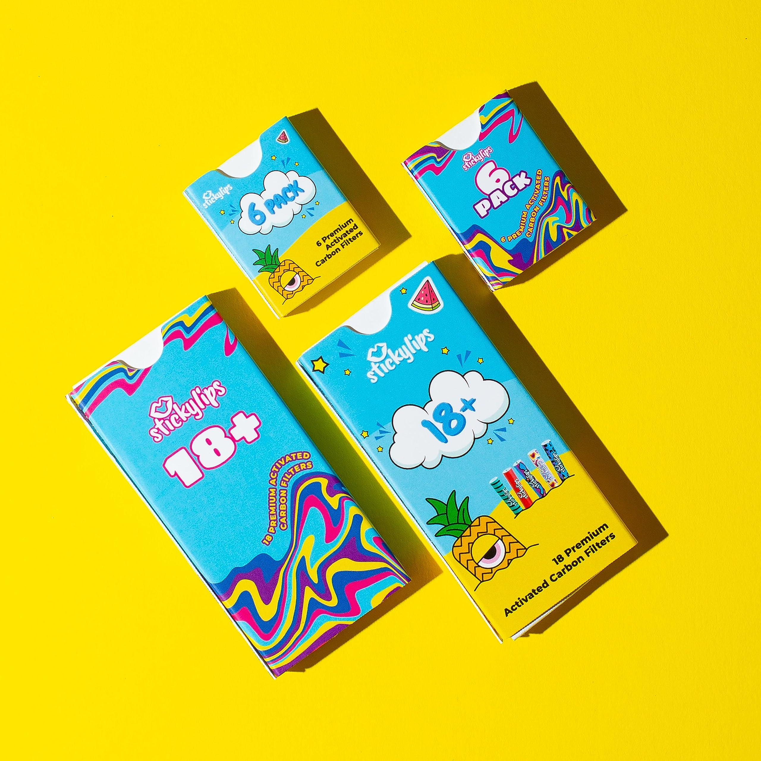 Stickylips SIX Pack Comic Edition Slim Size - 10 confezioni da 6 pezzi, filtri ai carboni attivi, dimensione 5,9 mm, gusto genuino, filtro a base di noce di cocco, filtro di qualità superiore