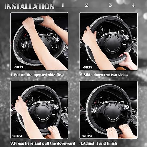 Miniatura 4 de CAR PASS Alfombra de diamantes de imitación brillantes, tapetes de piso de coche con purpurina brillante con diamantes de imitación, fundas de