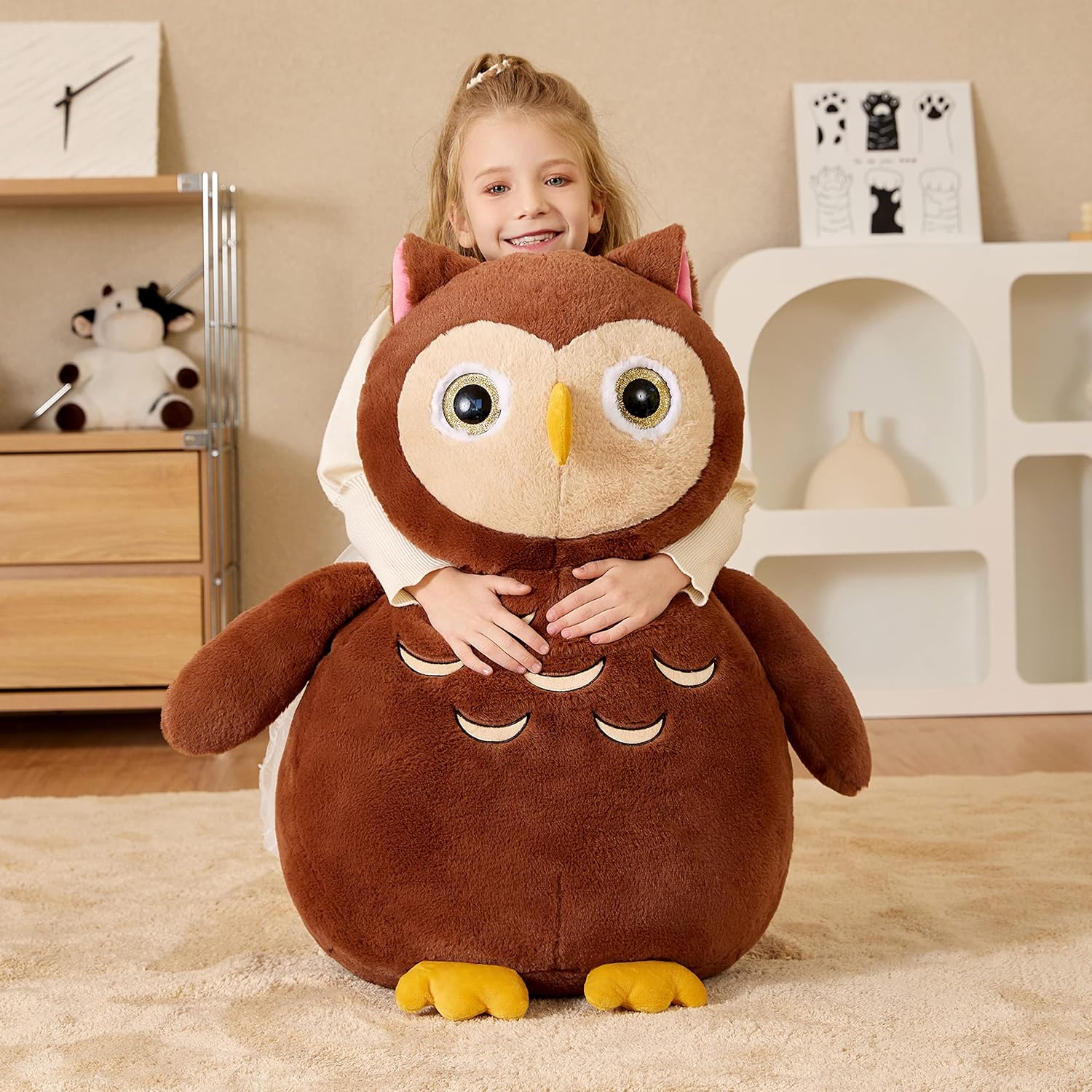EARTHSOUND Giant Owl Stuffed Animal Plush Toy,23 inches Large Jumbo Cute Soft Toys,Big Size Huge Fluffy Plushy Fat Plushie,Gifts for Kid - Image 3