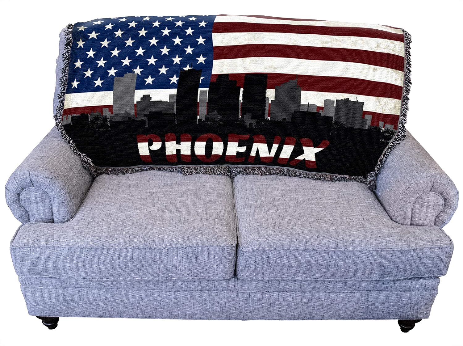 Pure Country Weavers Arizona - Phoenix - City American Flag Blanket - Gift Tapestry Throw for Back of Couch or Sofa - Woven from Cotton - Made in the USA (61x36)