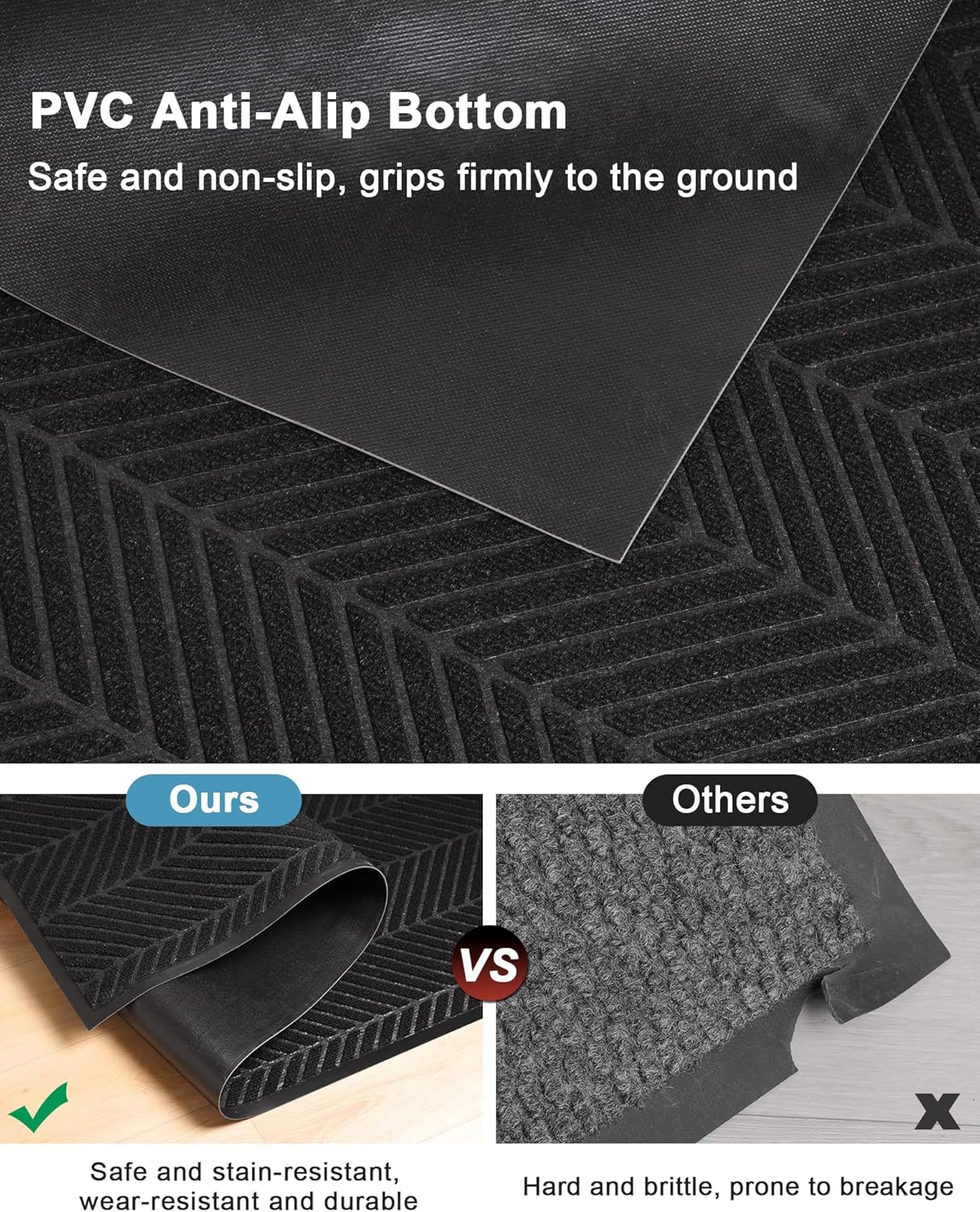 Front Door Mat Indoor Outdoor Entrance, 5' x 7' Heavy Duty Doormat for Entryway, Absorbent Low Profile Welcome Mats Non-Slip, Trap Dirt Durable Mats for Home, Patio, Garage