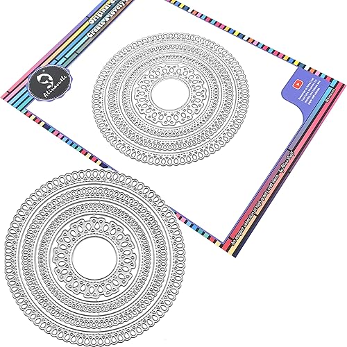 Miniatura 8 de Alinacutle 8 troqueles de marco redondo con bordes de lágrima para hacer tarjetas, troqueles de corte de metal, plantillas de manualidades de papel,