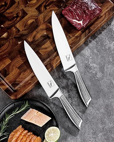 Miniatura 8 de Cuchillo de chef de acero inoxidable de alto carbono, cuchillo de cocina afilado de 8 pulgadas con diseño único, perfecto para uso familiar y