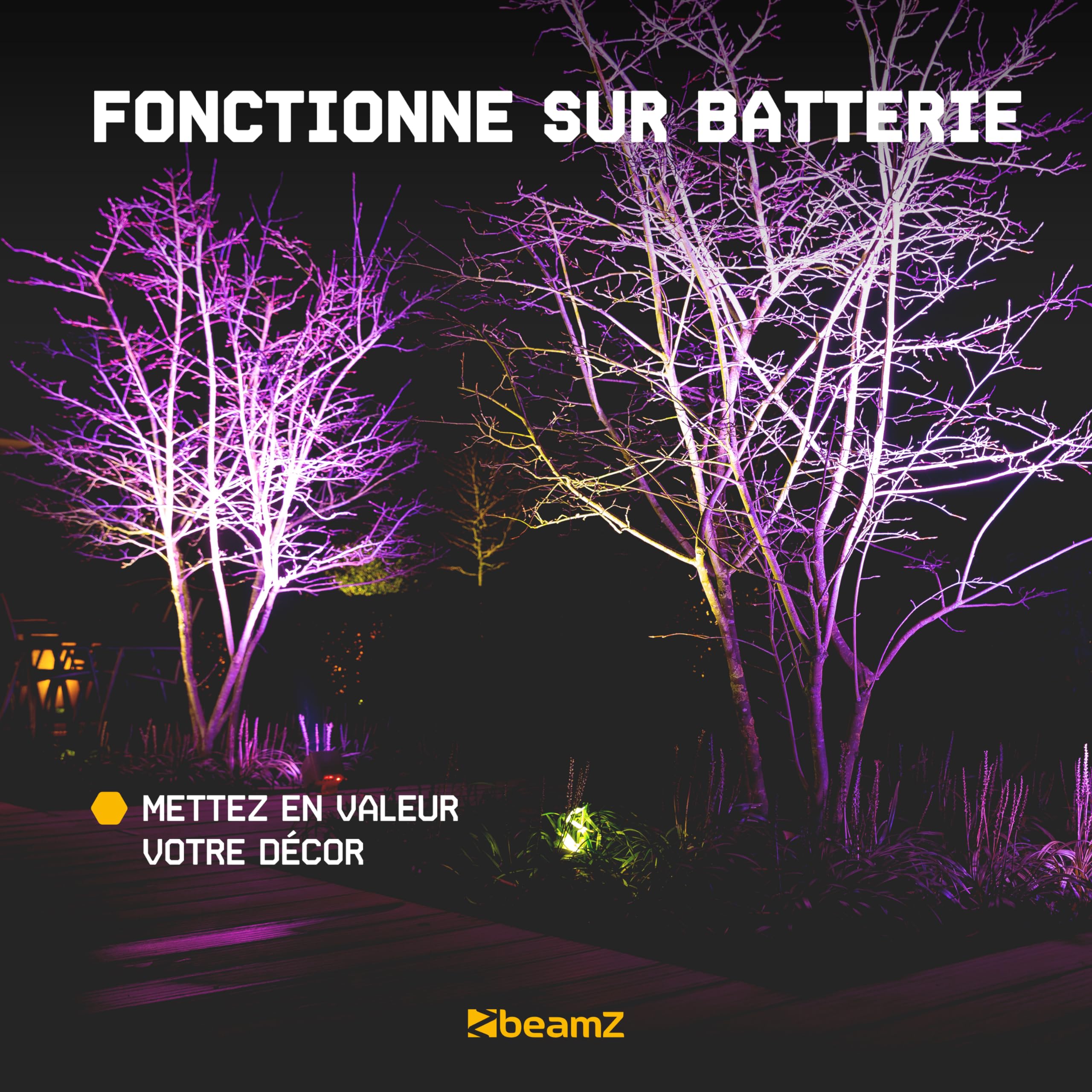 BeamZ BBP90-4x Projecteurs d’Ambiance sur Batterie - Noir, 4 x 4 Watts RGB-UV, Autonomie 20H, Câble DMX Inclus, Modes Automatiques, Idéal pour les Mariages, Architectures...