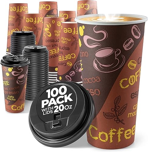Miniatura 8 de Tazas de café desechables blancas con tapas, 16 onzas (paquete de 50), tazas de café de papel para bebidas calientes y frías, café, té, chocolate