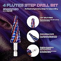Vista 4 de Broca de cuatro espirales de cobalto para flauta (Pro), acero de alta velocidad M35, brocas de paso de vástago hexagonal de 1/4 pulgadas para metal