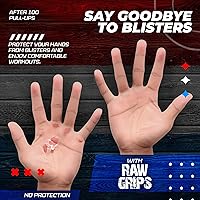 Vista 8 de JerkFit Raw Grips 3.0, 2 Finger Leather Gymnastics Grips - Pull Up Grips for Cross Training Hand Protection - Hand Grips for Gymnastics Bars, Palm