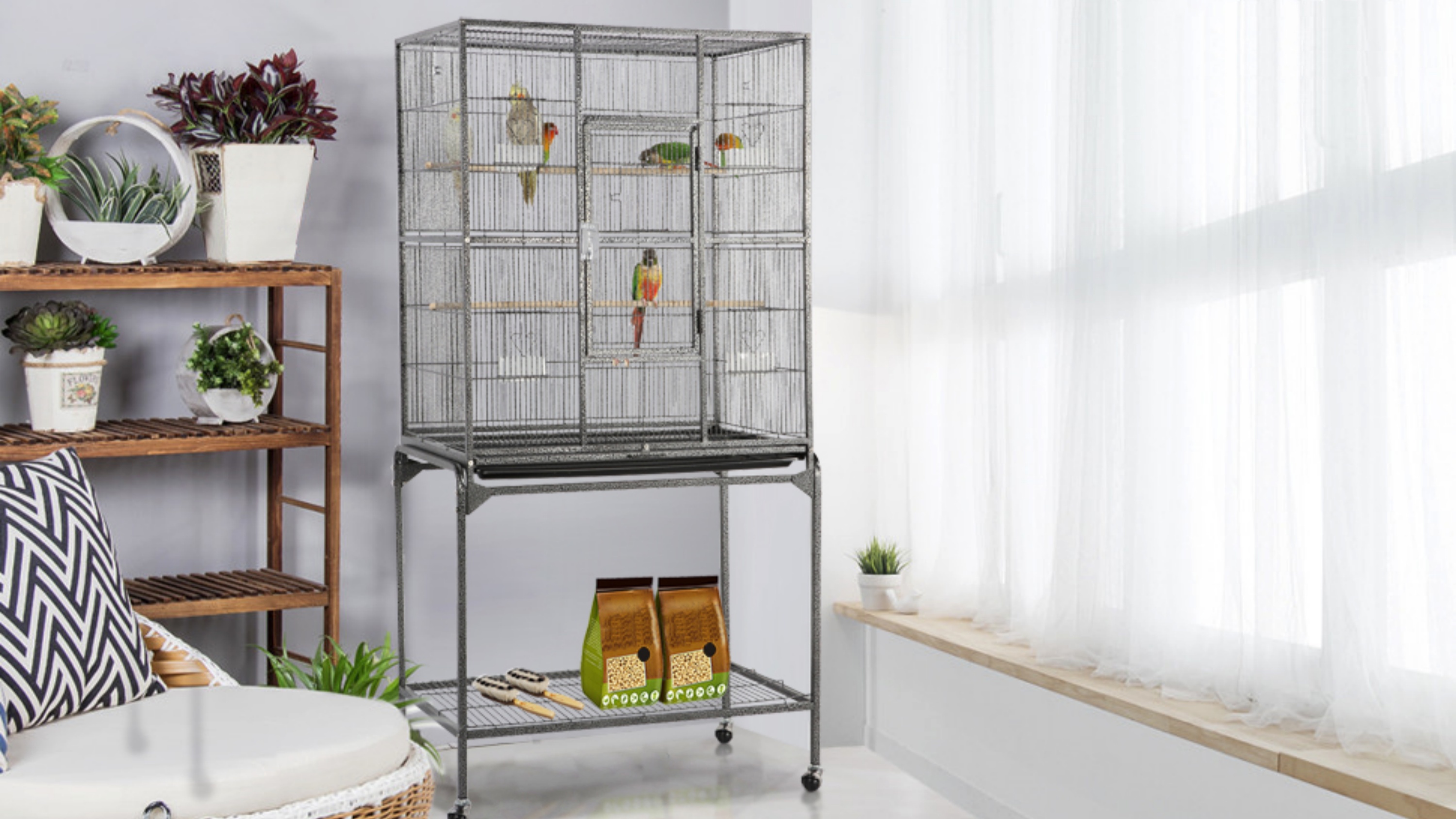 Vogelkäfig Aus Metall - Voliere Für Tauben, Papageien & Sittiche 50x47x50cm