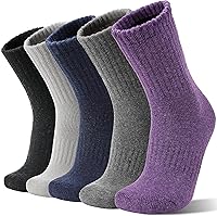 Sandsuced 5-Pack Women's Merino Wool Hiking Socks - Warm Thick Thermal Boot Socks for Winter Work & Outdoor