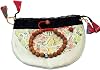 Hands of Tibet Tibetan Mala Rudraksha Seed Wrist Mala Bracelet with Carved Om Mani Conch Shell Spacer Free Silk Pouch
