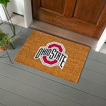 NCAA Ohio State University Natural Coir Doormat, Official Full Color Team Logo, 28 x 16 Inches, Non Slip Back, Front Door Welcome Floor Mats, Indoor Outdoor Entrance Rug