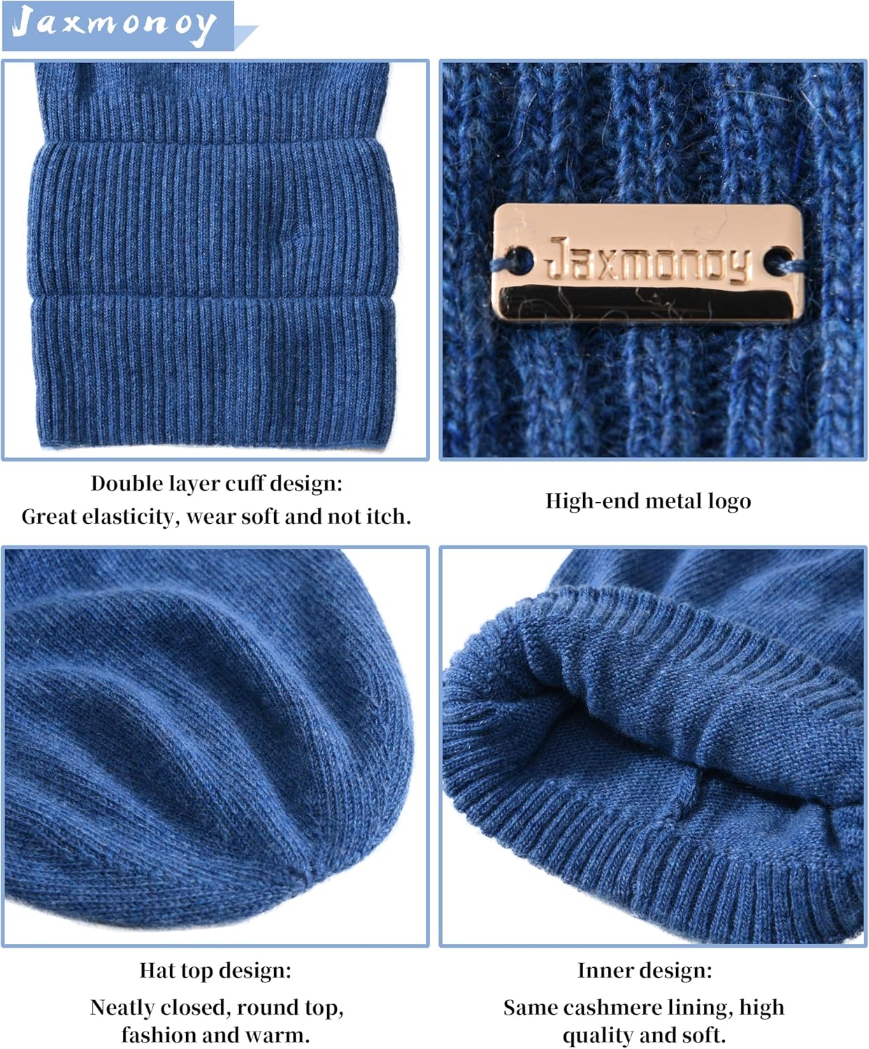 jaxmonoy Slouchy Beanies for Women Winter Lightweight Ladies Knit Hat Cuffed Soft Warm Slouch Beanie Cap - Brown - Image 3