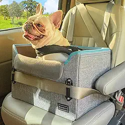 Petsfit Assento de Carro para Cachorro Pequeno, Assento de Reforço Portátil para Cachorro para Carro com Trela de Encaixe, Alças Ajustáveis Perfeitas para Animais de Estimação Pequenos de Até 25 Libra