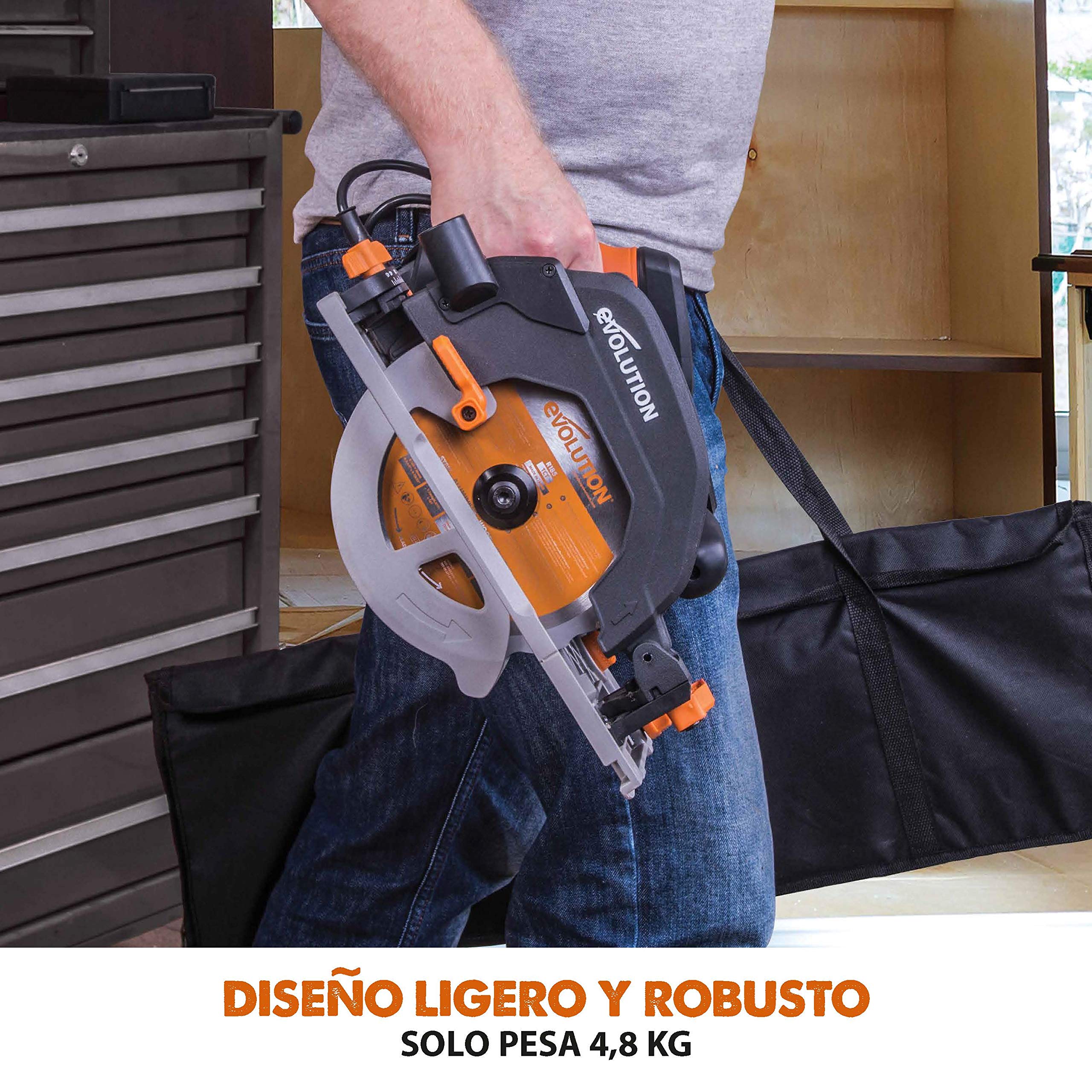 EVOLUTION POWER TOOLS R185CCSX Sierra Circular multimaterial Compatible (Paquete de combinación 1020 mm con guía incluida), 230 V, 185 mm