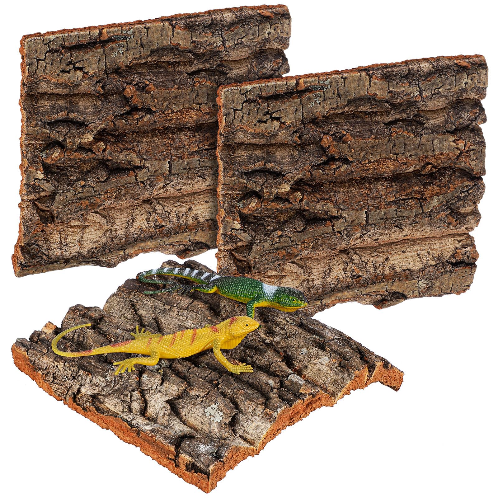 NUOBESTY 4 Pcs Cork Bark Flats for Reptile Terrarium, 15×15cm Natural Wood Background & Lizard Climbing Decor, Bioactive Enclosure Hideout for Crested Leopard Gecko, Spider