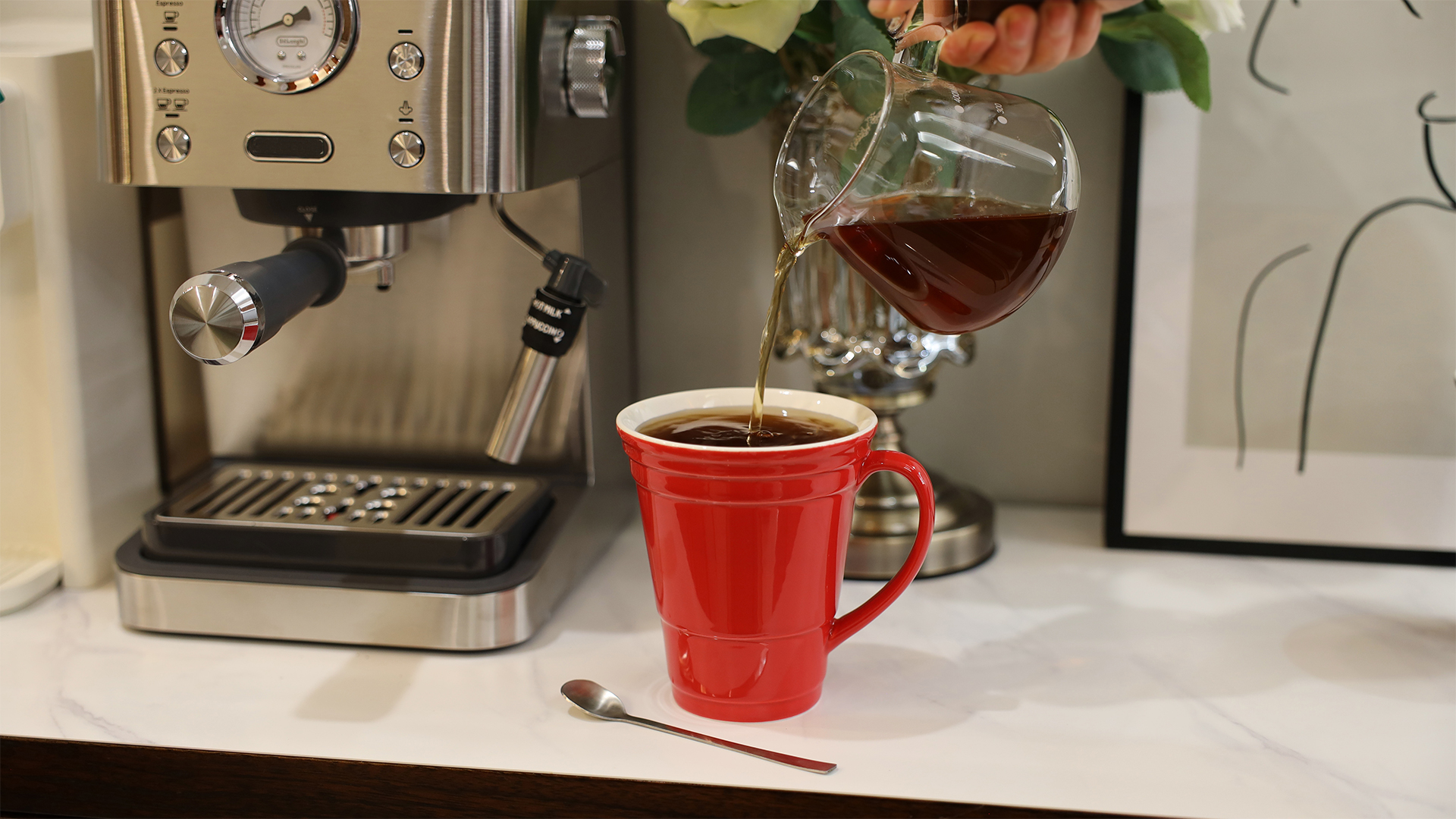 Taza de café cerámica 14 oz color rojo miniatura 7