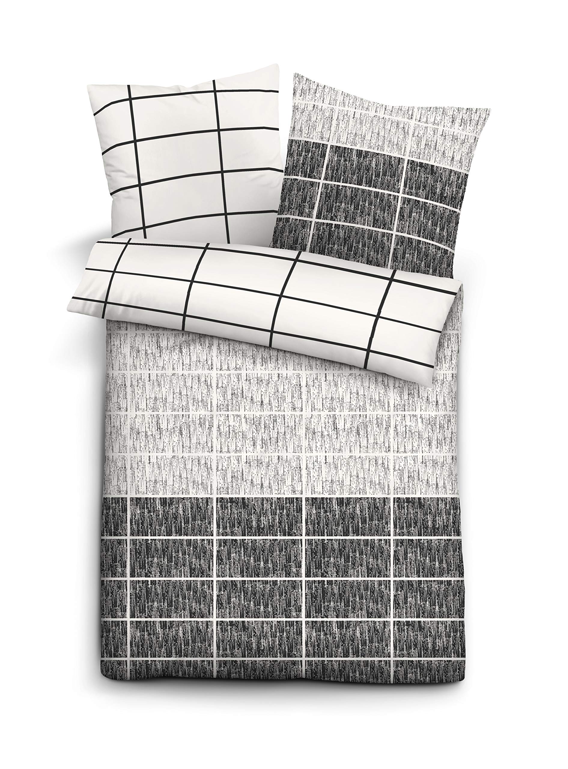 Biberna004261 Deluxe Flannelette Bed Linen Set with Pillowcase 1x 135 x 200 cm and 1x 80 x 80 cm, Titanium