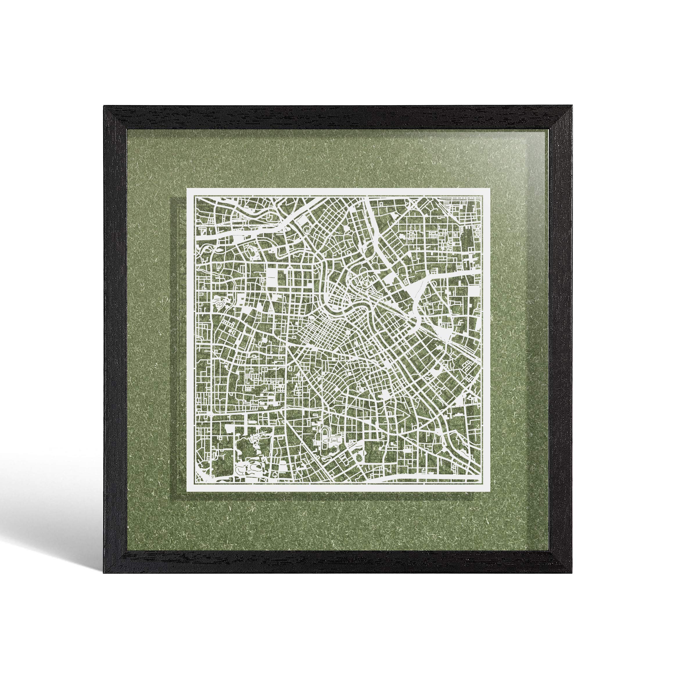 O3 DESIGN STUDIO Tianjin Marco de Papel para mapas, White map, Black frame, 9x9 inches, Gift Boxed, 4 background color, self-changing, Paper Art โ image 1