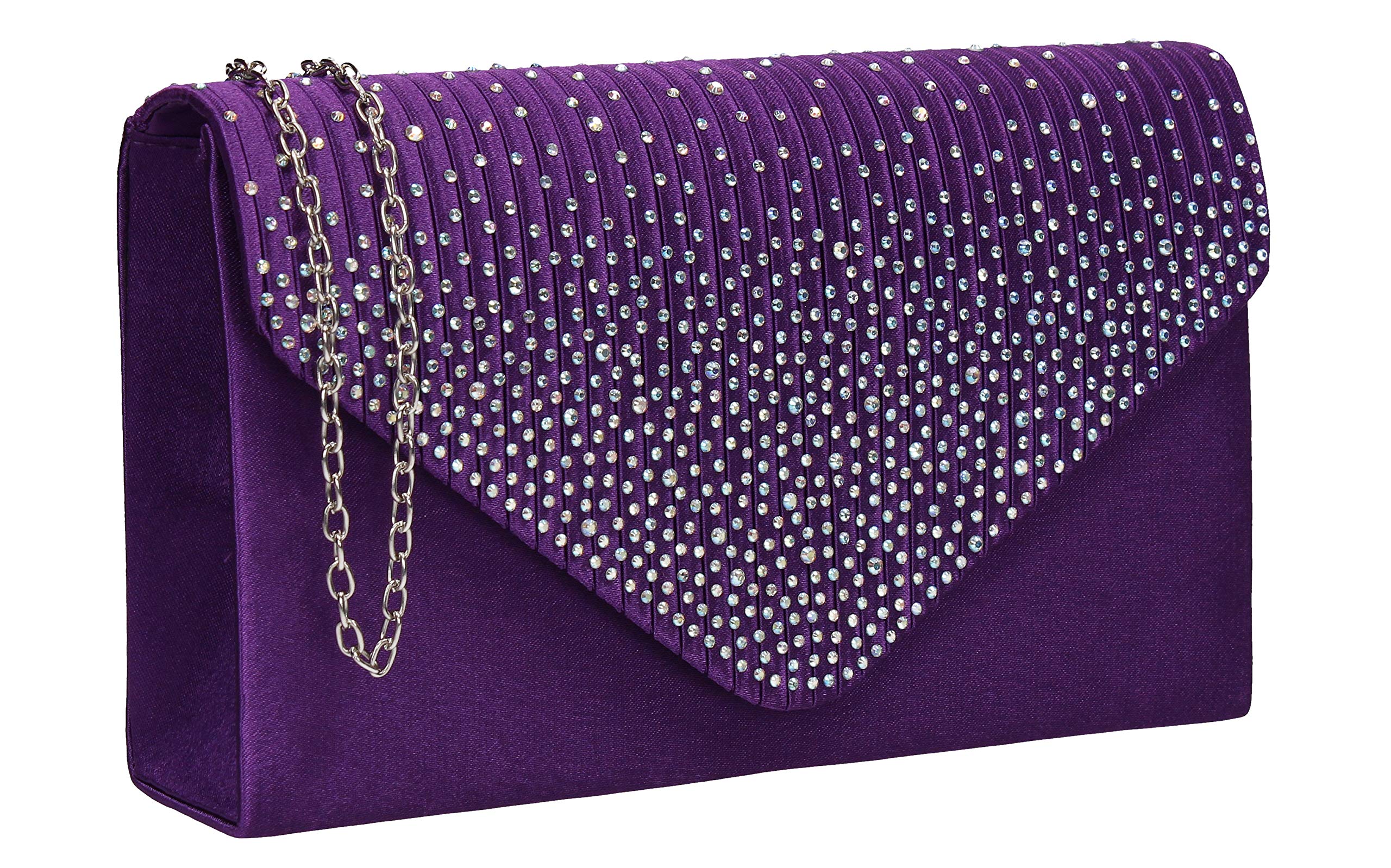 SWANKYSWANS Womens Abby Diamante Envelope Style Bag Clutch Purple