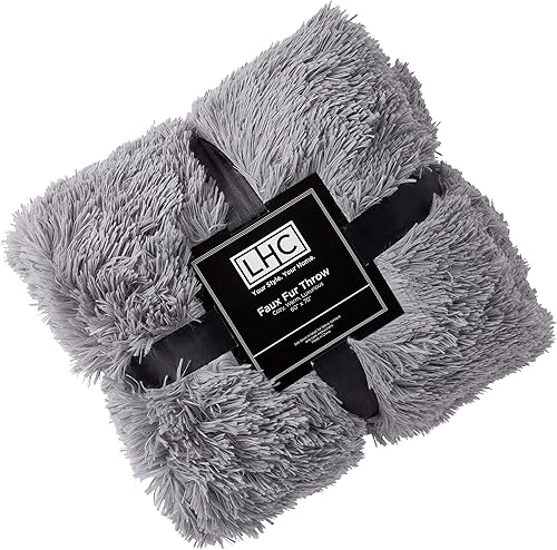 Miniatura 2 de Bedford Home Manta de pelo largo de sherpa de conejo, lujosa, suave, hipoalergénica para sofá, cama, 60 x 70 pulgadas, manta de piel sintética de