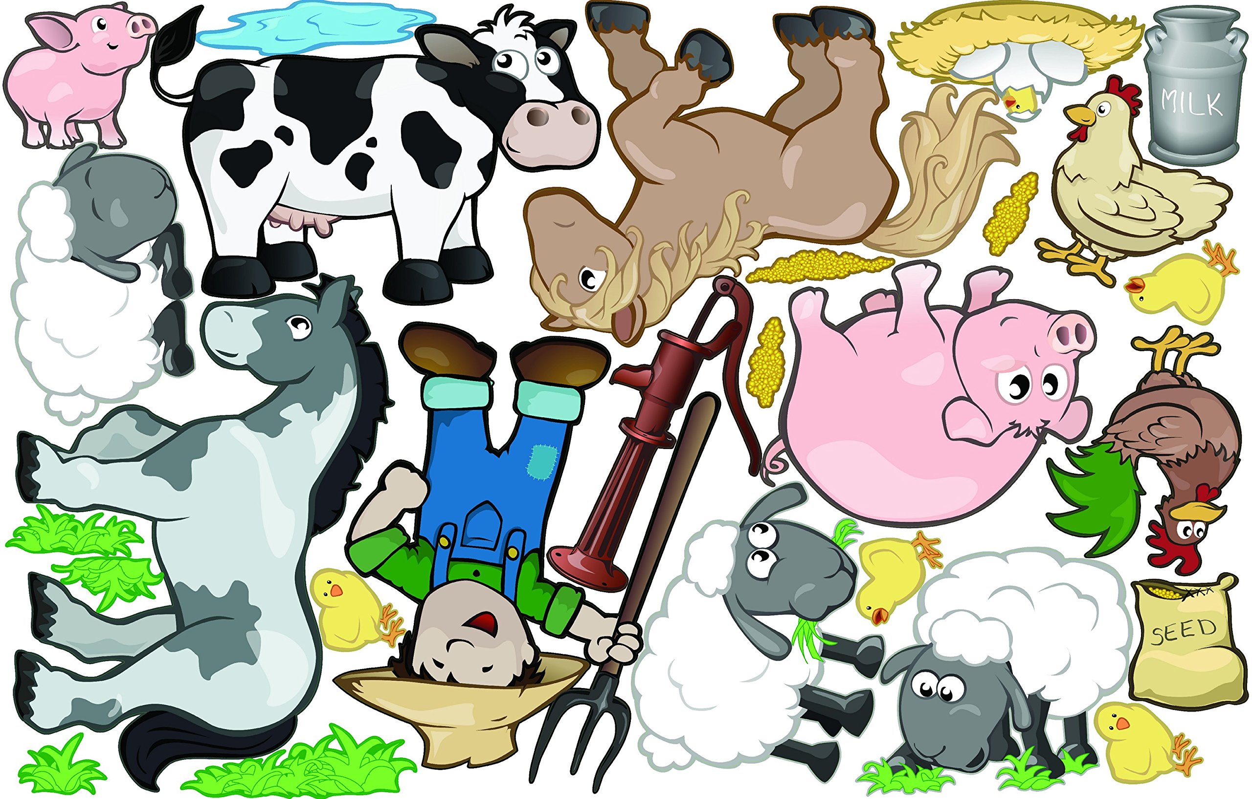 iStickUp On the Farm Removable Wall Decal, S, Natural Multi