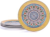 Vista 9 de Bico Blue Floral Haven - Juego de 4 platos de cena grandes de cerámica de 11 pulgadas para pasta, bistec, elegantes platos para servir, aptos