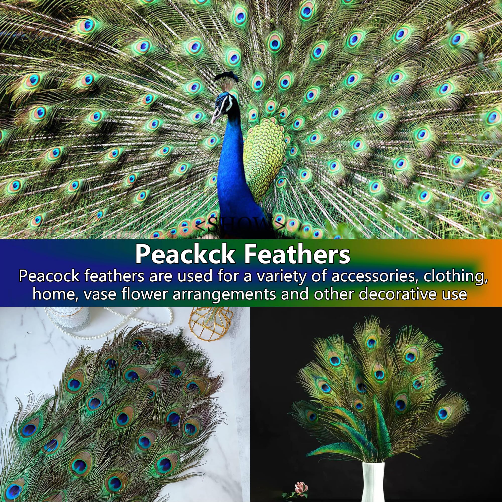 laeeyin 20 piume di pavone naturali, 25 – 30 cm, per fai da te, decorazioni con piume per orecchini fai da te, matrimoni, acchiappasogni, piume copricapo, artigianato scolastico