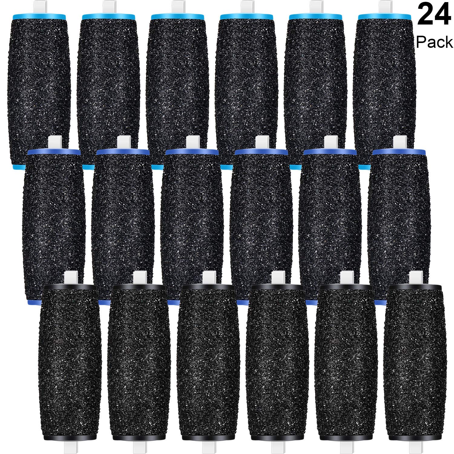 24 Pieces Coarse Replacement Roller Refill Heads Include 8 Pieces Extra Coarse, 8 Pieces Regular Coarse and 8 Pieces Soft Coarse Refill Heads Compatible with Amope Pedi Perfect Electronic Foot File