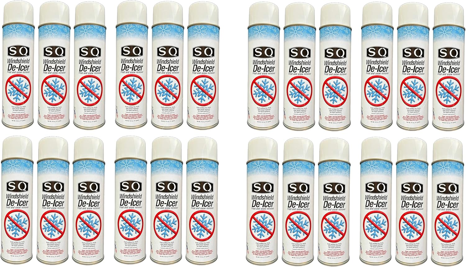 SQ Windshield De-Icer Frost and Snow Remover, 24 Pack, 14.5 oz per can (24)