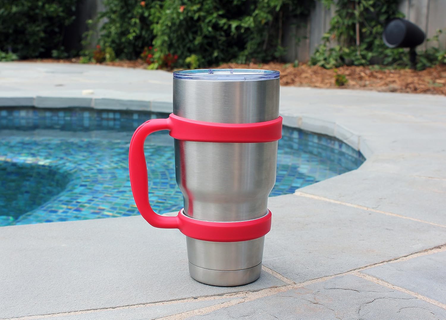 Grip-It YETI Tumbler Cup Handle for 30oz Rambler - Lightweight, Spill Proof Grip For RTIC(Older Version) Stainless Steel Tumblers, SIC & Travel Water Coffee Mugs or Flask (30oz, Strawberry Red)