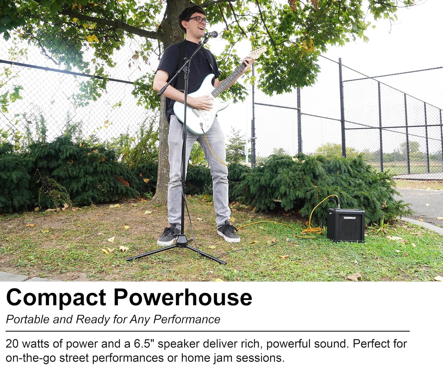 Rockville G-CHARGE 20 BLACK Rechargeable Battery Guitar Amplifier Spring Reverb